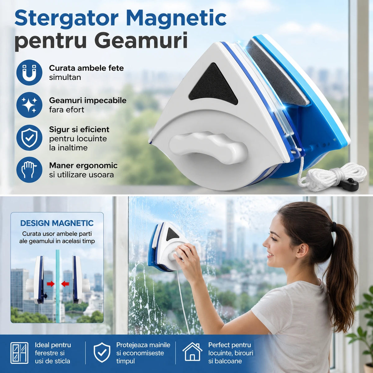 Ștergător Magnetic pentru Geamuri - Imagen 1