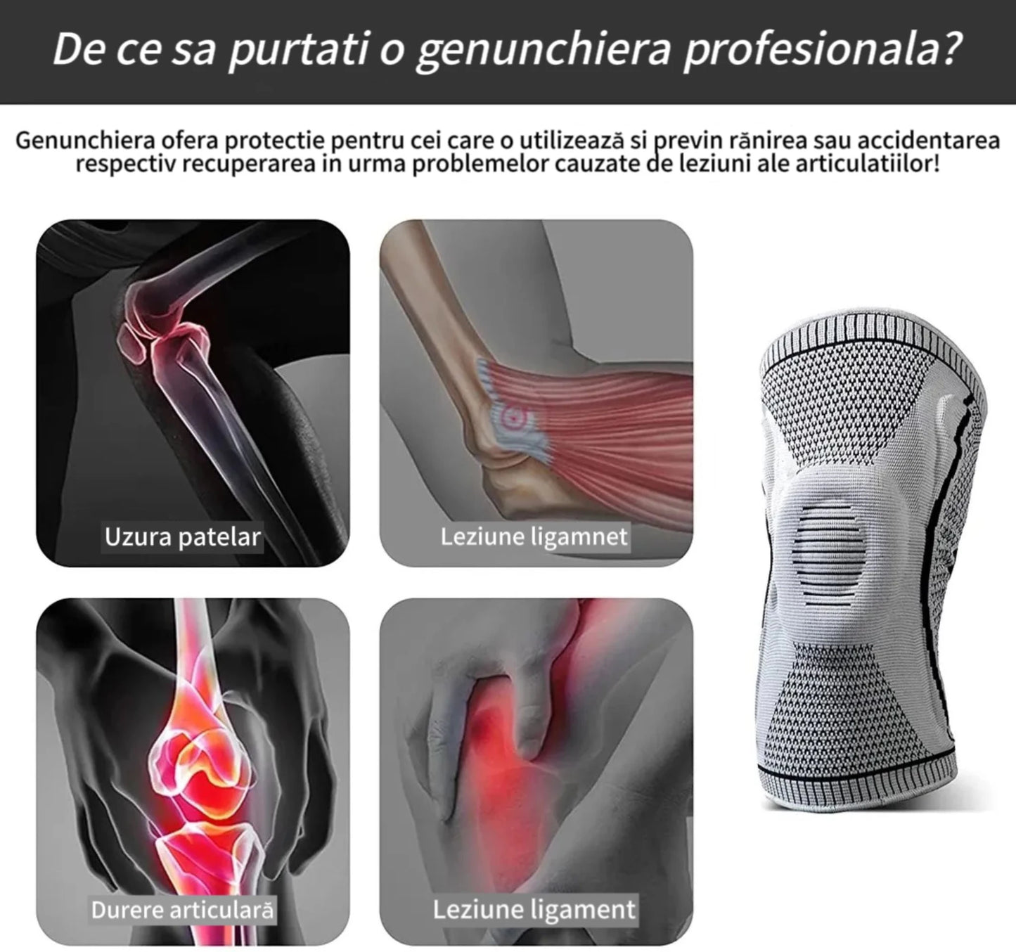KneeRelief – Orteză Profesională pentru Genunchi 1+1 Gratuită